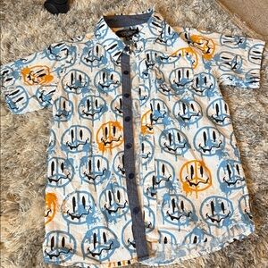 Eighty Eight Kids Button Down Shirt - Blue, Orange, White